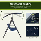 3-Seat Outdoor Patio Swing Chair w/ Cushion, Steel Frame Stand, Adjustable Tilt Canopy for Patio, Garden