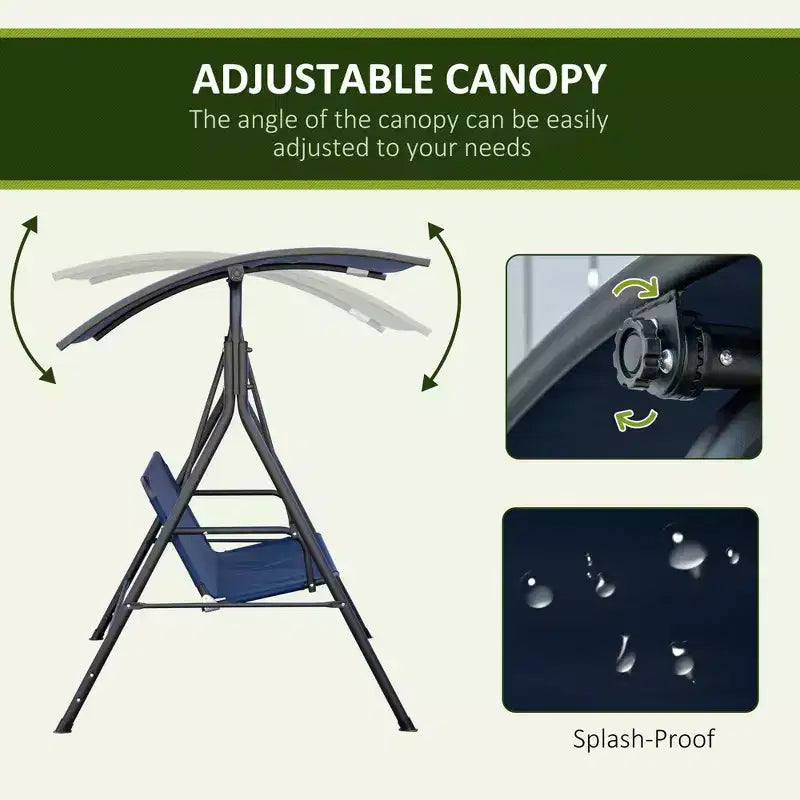 3-Seat Outdoor Patio Swing Chair w/ Cushion, Steel Frame Stand, Adjustable Tilt Canopy for Patio, Garden