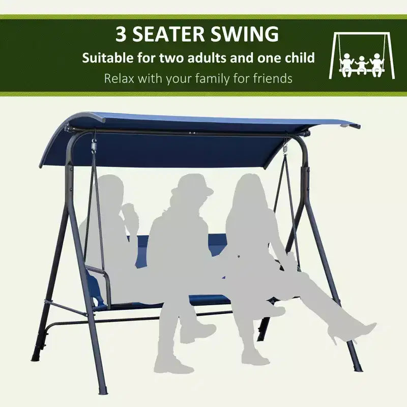 3-Seat Outdoor Patio Swing Chair w/ Cushion, Steel Frame Stand, Adjustable Tilt Canopy for Patio, Garden