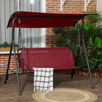 3-Seat Outdoor Patio Swing Chair w/ Cushion, Steel Frame Stand, Adjustable Tilt Canopy for Patio, Garden