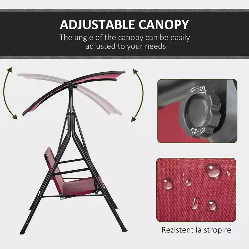 3-Seat Outdoor Patio Swing Chair w/ Cushion, Steel Frame Stand, Adjustable Tilt Canopy for Patio, Garden