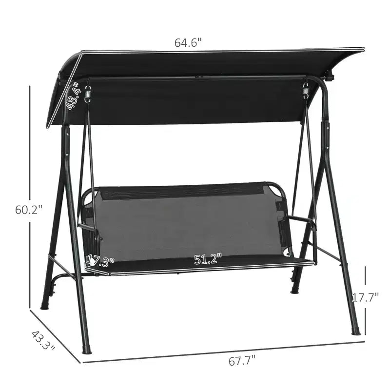 3-Seat Outdoor Patio Swing Chair w/ Cushion, Steel Frame Stand, Adjustable Tilt Canopy for Patio, Garden