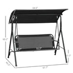3-Seat Outdoor Patio Swing Chair w/ Cushion, Steel Frame Stand, Adjustable Tilt Canopy for Patio, Garden