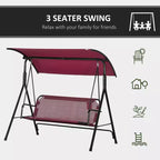 3-Seat Outdoor Patio Swing Chair w/ Cushion, Steel Frame Stand, Adjustable Tilt Canopy for Patio, Garden