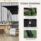 3-Seat Outdoor Patio Swing Chair w/ Cushion, Steel Frame Stand, Adjustable Tilt Canopy for Patio, Garden