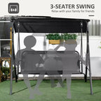 3-Seat Outdoor Patio Swing Chair w/ Cushion, Steel Frame Stand, Adjustable Tilt Canopy for Patio, Garden