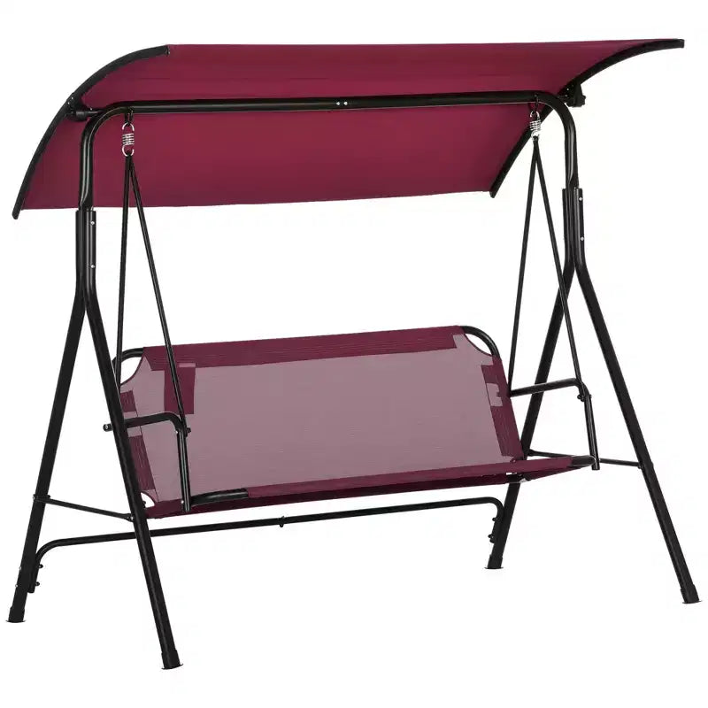 3-Seat Outdoor Patio Swing Chair w/ Cushion, Steel Frame Stand, Adjustable Tilt Canopy for Patio, Garden