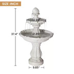 2-Tier Outdoor Water Fountain Classic Pedestal Cascading Water Feature for Patio Garden Yard Decor, White - ModernLuxe