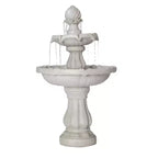 2-Tier Outdoor Water Fountain Classic Pedestal Cascading Water Feature for Patio Garden Yard Decor, White - ModernLuxe