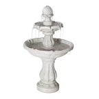 2-Tier Outdoor Water Fountain Classic Pedestal Cascading Water Feature for Patio Garden Yard Decor, White - ModernLuxe