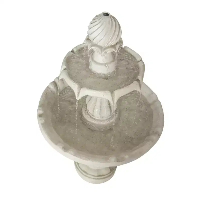 2-Tier Outdoor Water Fountain Classic Pedestal Cascading Water Feature for Patio Garden Yard Decor, White - ModernLuxe