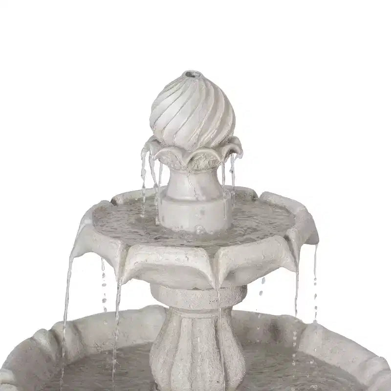 2-Tier Outdoor Water Fountain Classic Pedestal Cascading Water Feature for Patio Garden Yard Decor, White - ModernLuxe