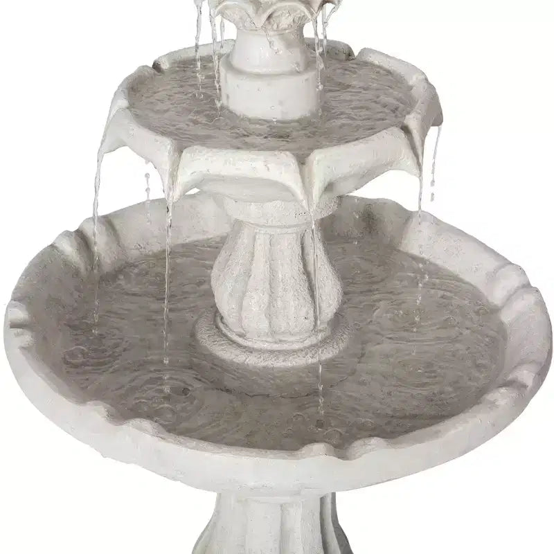 2-Tier Outdoor Water Fountain Classic Pedestal Cascading Water Feature for Patio Garden Yard Decor, White - ModernLuxe