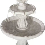 2-Tier Outdoor Water Fountain Classic Pedestal Cascading Water Feature for Patio Garden Yard Decor, White - ModernLuxe