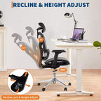 Mesh Ergonomic Office Chair with 4D Armrests Dynamic Lumbar High Back Recline Slide Seat Headrest Silent Wheels for Home Study Gaming