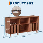Modern 55 Wood Media Console w/ Charging Station, Power Outlets & 2 USB  Vinyl Record Storage, Mid-Century, Open Shelves  Natural Wood