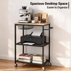 Vintage 3-Tier Rolling Kitchen Cart with Push Handle 2 Lockable Wheels Utility Microwave Stand Storage for Kitchen Island Coffee Bar Living Room