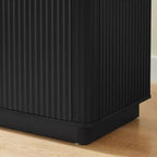 JVNOXK 63 Vertical Stripe Buffet Cabinet Sideboard with Storage, Curved Wave Design TV Stand for Living Room Bedroom Hallway, Black