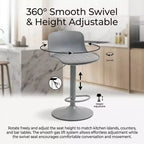 FurnitureR 2PC Adjustable Height Bar Stools, Modern Swivel Barstools with Footrest, Counter Height Bar Chairs for Kitchen Island Pub Home Bar