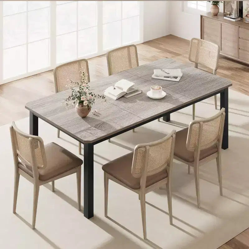 Industrial Dining Table 78.7 for 6-8  Extra Long Rectangular, Sturdy Metal Frame, Rustic Grey Wood Finish  Modern Kitchen & Dining  Grey