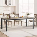 Industrial Dining Table 78.7 for 6-8  Extra Long Rectangular, Sturdy Metal Frame, Rustic Grey Wood Finish  Modern Kitchen & Dining  Grey