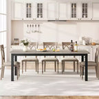 Industrial Dining Table 78.7 for 6-8  Extra Long Rectangular, Sturdy Metal Frame, Rustic Grey Wood Finish  Modern Kitchen & Dining  Grey