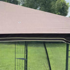 Clihome 10x10 FT Outdoor Patio Gazebo Canopy Tent with Double Vented Roof & Mosquito net, Brown