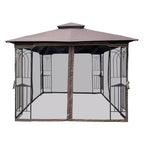Clihome 10x10 FT Outdoor Patio Gazebo Canopy Tent with Double Vented Roof & Mosquito net, Brown