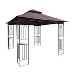 Clihome 10x10 FT Outdoor Patio Gazebo Canopy Tent with Double Vented Roof & Mosquito net, Brown