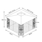 Clihome 10x10 FT Outdoor Patio Gazebo Canopy Tent with Double Vented Roof & Mosquito net, Brown