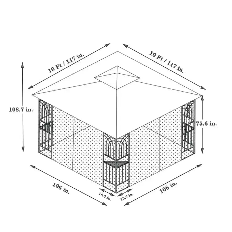 Clihome 10x10 FT Outdoor Patio Gazebo Canopy Tent with Double Vented Roof & Mosquito net, Brown