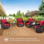 All-Weather Wicker Swivel Rocker Patio Bistro Set, 3-Piece Outdoor Furniture with 360 Cushioned Chairs & Tempered Glass Side Table for Garden, Porch