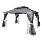 Clihome 13x10 FT Outdoor Patio Gazebo Canopy with Double Vent Roof & Removable Mosquito Netting, Grey