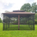 Clihome 13x10 FT Outdoor Patio Gazebo Canopy with Double Vent Roof & Removable Mosquito Netting, Grey