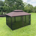 Clihome 13x10 FT Outdoor Patio Gazebo Canopy with Double Vent Roof & Removable Mosquito Netting, Grey