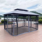 Clihome 13x10 FT Outdoor Patio Gazebo Canopy with Double Vent Roof & Removable Mosquito Netting, Grey