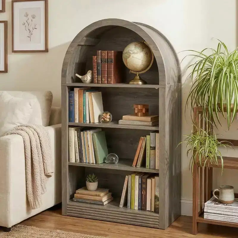 NEWLAYOUT 4-Tier Tall Bookshelf, 47.6 Inch Wood Open Display Floor Bookcase