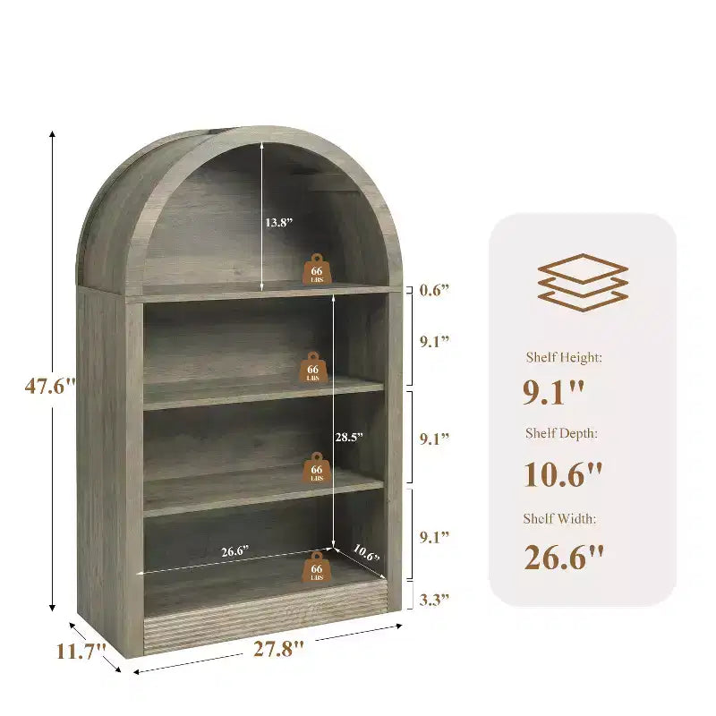 NEWLAYOUT 4-Tier Tall Bookshelf, 47.6 Inch Wood Open Display Floor Bookcase