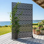 Dovelina 72H x 47W Outdoor Metal Privacy Screen Freestanding Fence Panels in Black for Garden Patio Deck Yard
