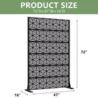 Dovelina 72H x 47W Outdoor Metal Privacy Screen Freestanding Fence Panels in Black for Garden Patio Deck Yard