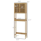 GDFStudio Rhett Vertical Bamboo Over Toilet Storage Cabinet with Adjustable Shelves and Slatted Doors