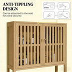 GDFStudio Rhett Vertical Bamboo Over Toilet Storage Cabinet with Adjustable Shelves and Slatted Doors