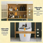 GDFStudio Rhett Vertical Bamboo Over Toilet Storage Cabinet with Adjustable Shelves and Slatted Doors