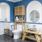GDFStudio Rhett Vertical Bamboo Over Toilet Storage Cabinet with Adjustable Shelves and Slatted Doors