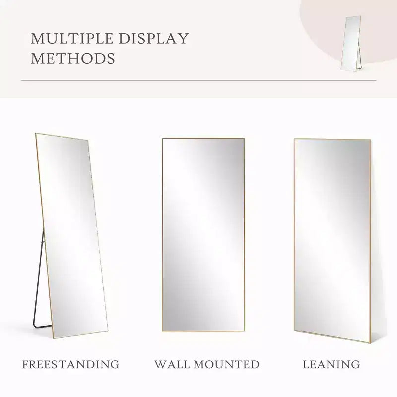 JIONJOY 16x59 Full Length Mirror, Shatterproof HD Glass Metal Frame, Floor/Wall Mounted for Bedroom Closet Entryway
