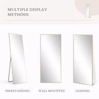 JIONJOY 16x59 Full Length Mirror, Shatterproof HD Glass Metal Frame, Floor/Wall Mounted for Bedroom Closet Entryway