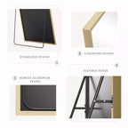 JIONJOY 16x59 Full Length Mirror, Shatterproof HD Glass Metal Frame, Floor/Wall Mounted for Bedroom Closet Entryway