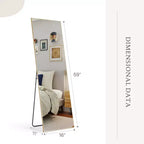 JIONJOY 16x59 Full Length Mirror, Shatterproof HD Glass Metal Frame, Floor/Wall Mounted for Bedroom Closet Entryway