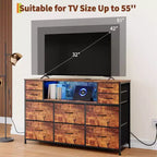 10-Drawer Fabric Dresser, Open Shelves, Modern Storage Cabinet, for Bedroom, Living Room, Hallway