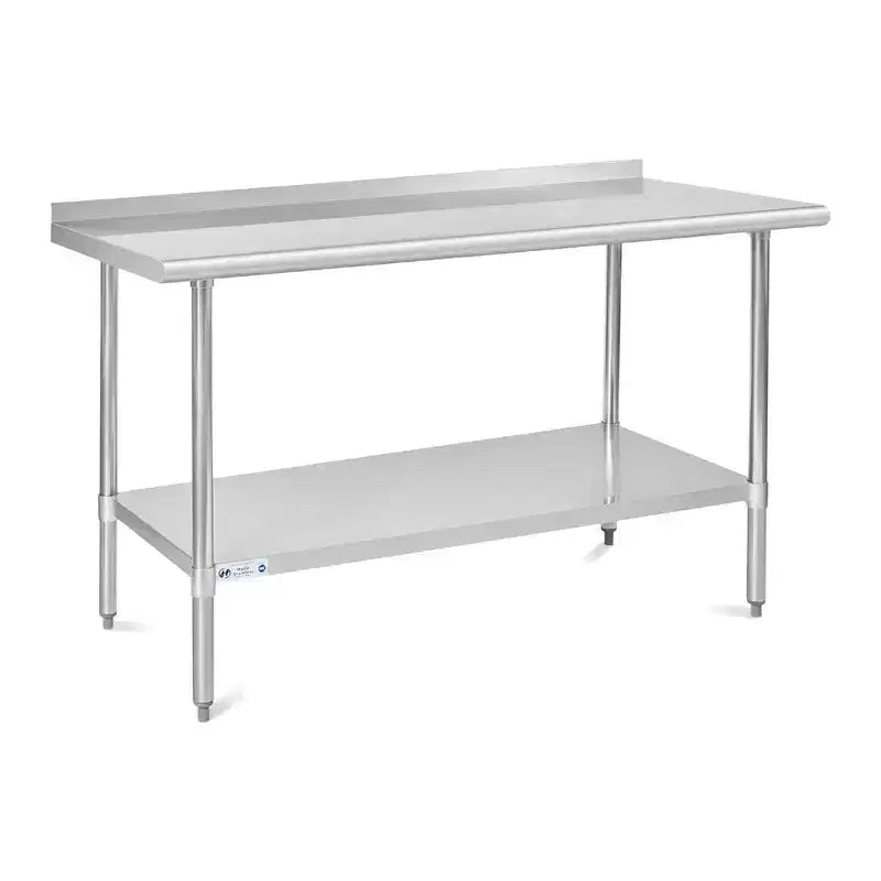 Heavy-Duty 60x30 Stainless Steel Work Table with Adjustable Shelf, NSF Certified, 520lb Capacity, Easy-Clean Surface for Commercial & Home Kitchens